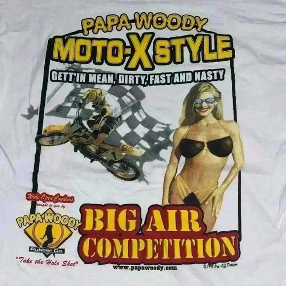 Papa Woody Vintage 1998 Deadstock Moto-X Rubber Comp T-shirt - Picture 6 of 6